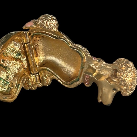 VTG 1999 Estee Lauder Poodle Solid Perfume Compact ONLY Dazzling Gold Rhinestone - Picture 8 of 9